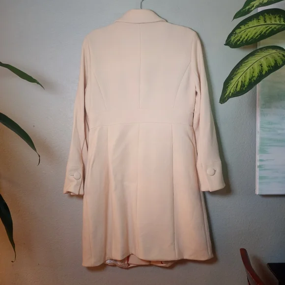 J Crew Wool Silk Lined Off White Classic Collared Button Down Retro Pea Coat 12 - Picture 4 of 11